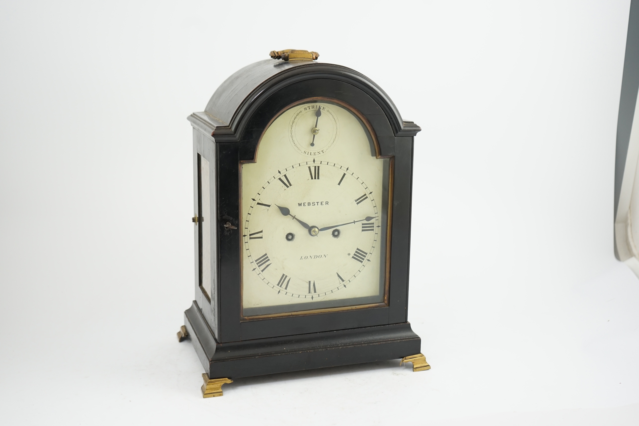 Webster of London. A George III ebonised eight day bracket clock